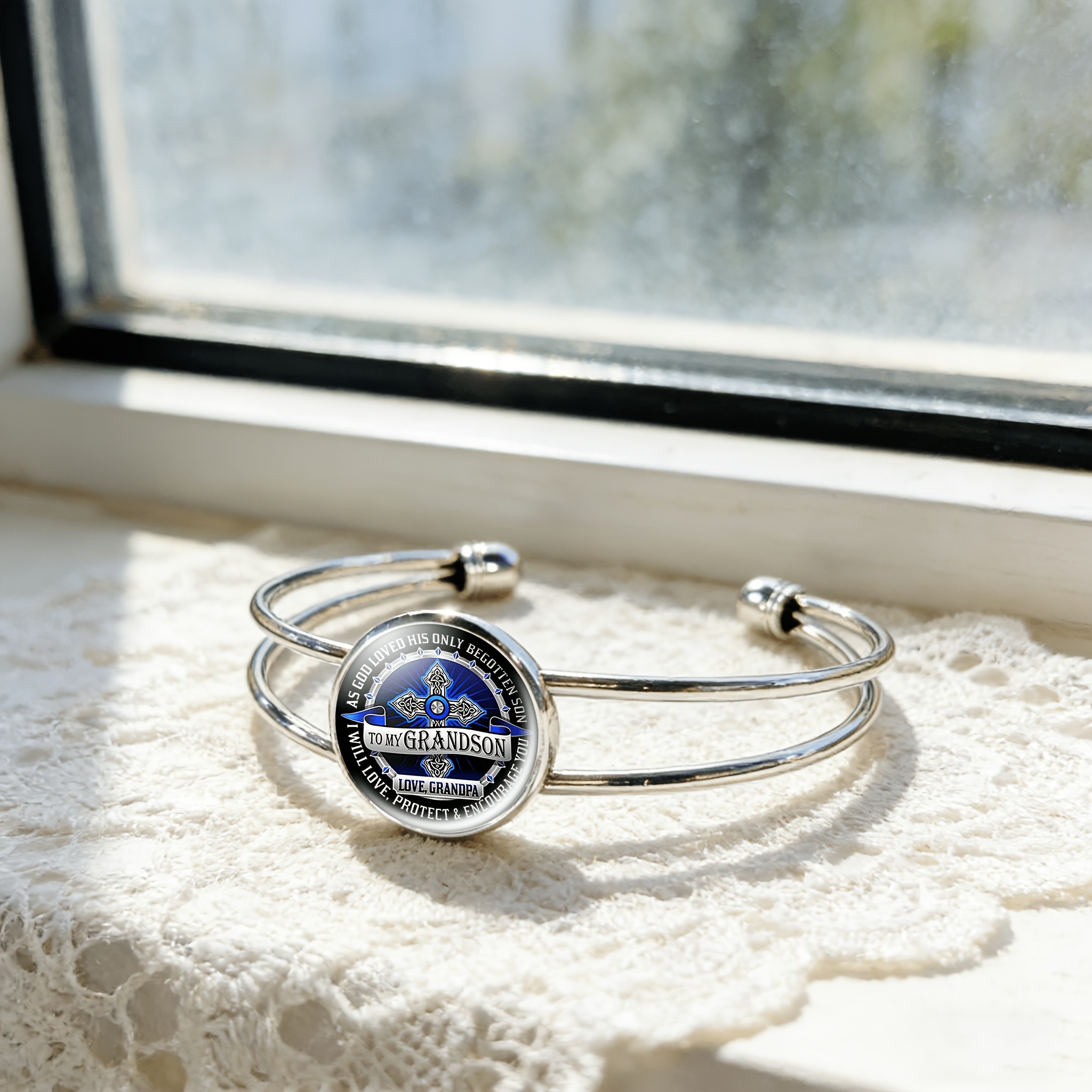 Adjustable Open Bangle Round Time Gemstone Inlaid Classic Bangle